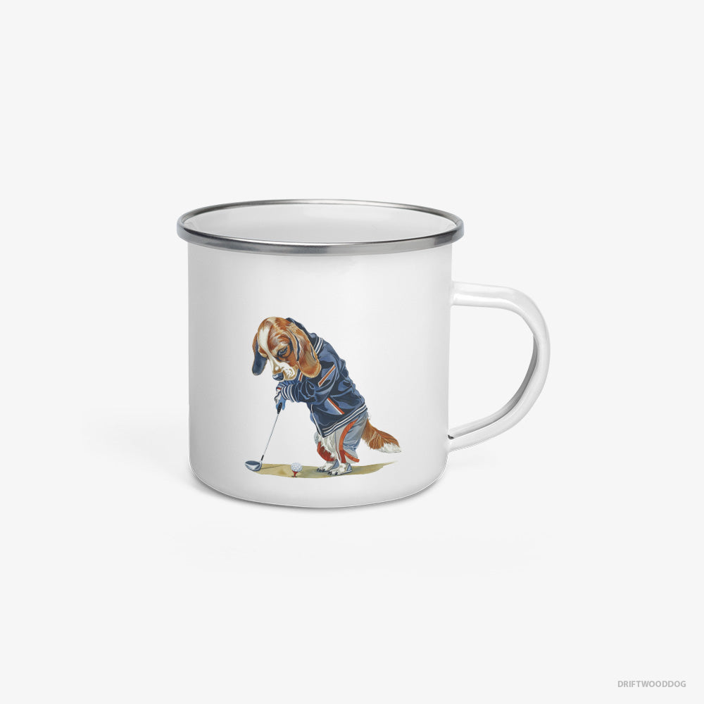 Beagle Crushing the Golf Ball Enamel Mug