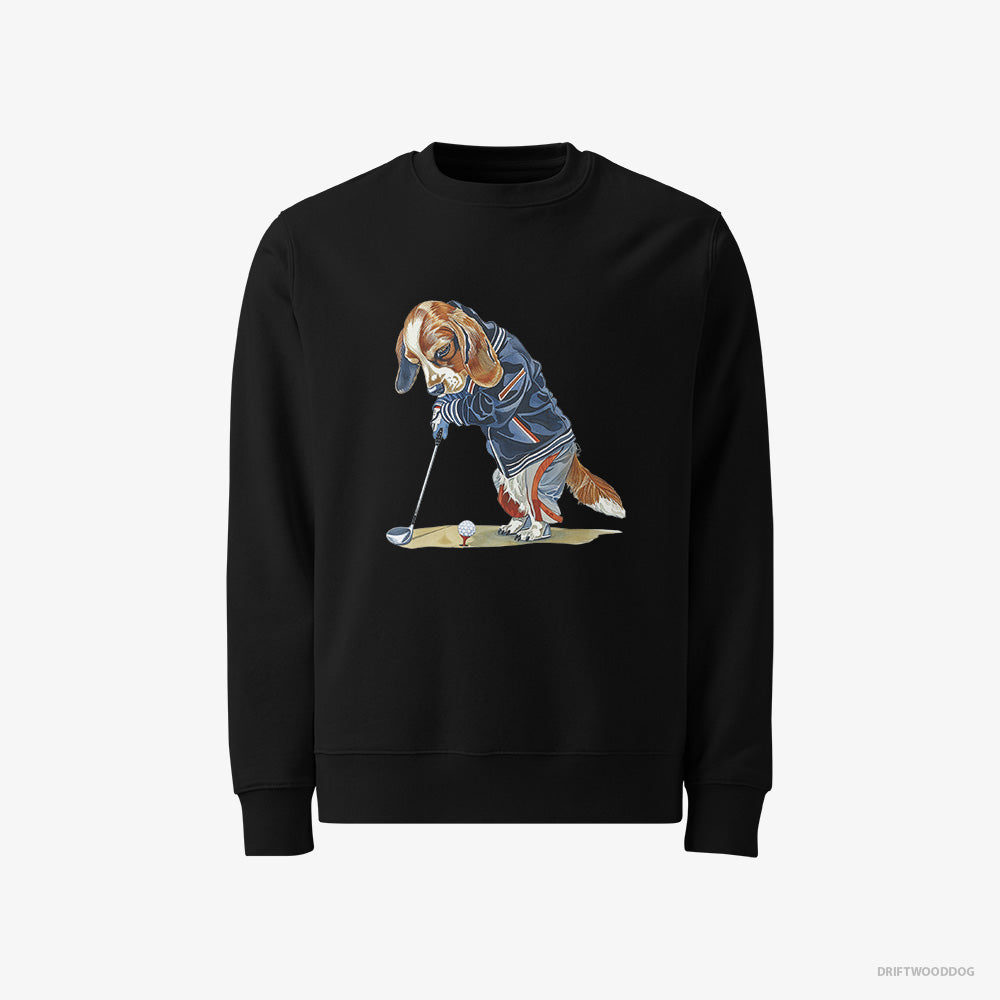 Beagle Sweatshirt – Men Black Sweatshirt Classic – Crushing the Golf Ball (on White Background)