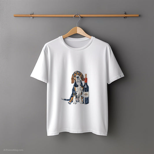 Beagle Ready for a Wine Party T-Shirt – Unisex Tee for Dog Lovers