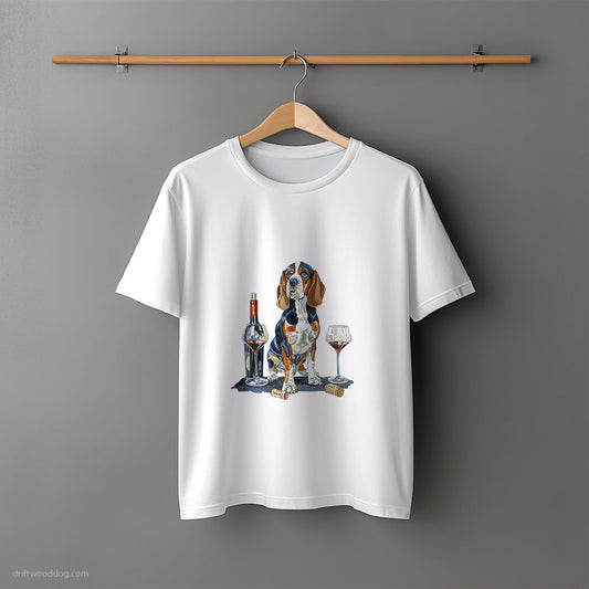 Beagle Relaxing with a Bottle of Wine T-Shirt – Unisex Tee for Dog Lovers