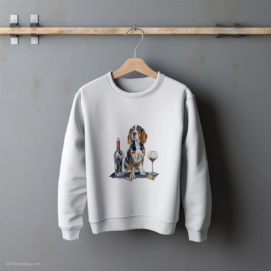 Beagle Relaxing with a Bottle of Wine Sweatshirt – Unisex Sweatshirt for Dog Lovers