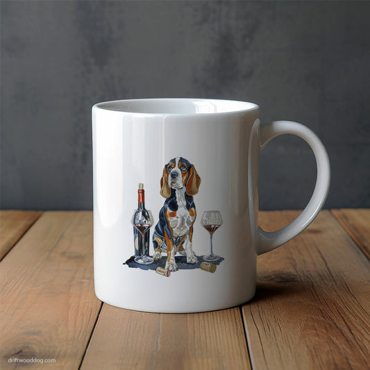 Beagle Relaxing with a Bottle of Wine Mug – Unique Dog Cups | Dog-Themed Mugs