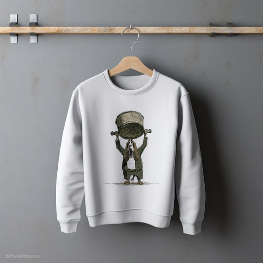 Funny Basset Hound Swinging a Bowl Overhead Sweatshirt – Unisex Sweatshirt for Dog Lovers