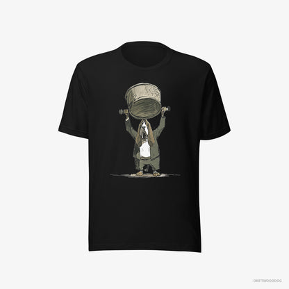 Basset Hound Swinging a Bowl Overhead Black T-Shirt