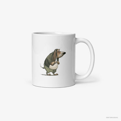 Basset Hound Being Upset White Mug