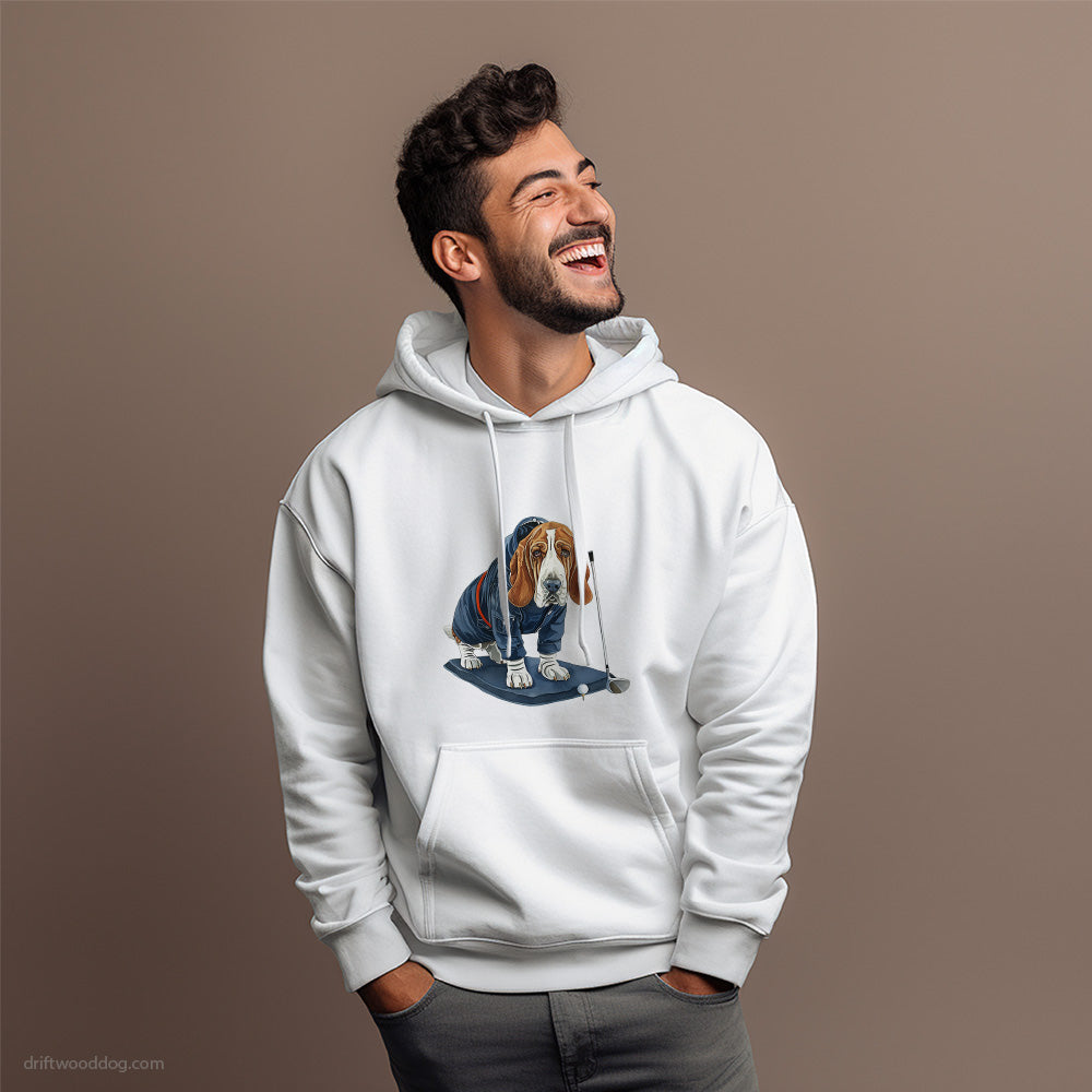 Basset Hound on a Golf Journey Hoodie – Dog Hoodies for Men