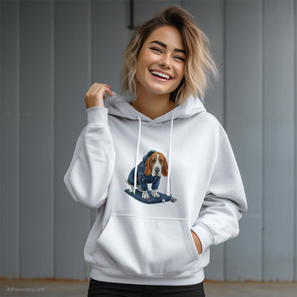 Basset Hound on a Golf Journey Hoodie – Dog Graphic Hoodie for Women