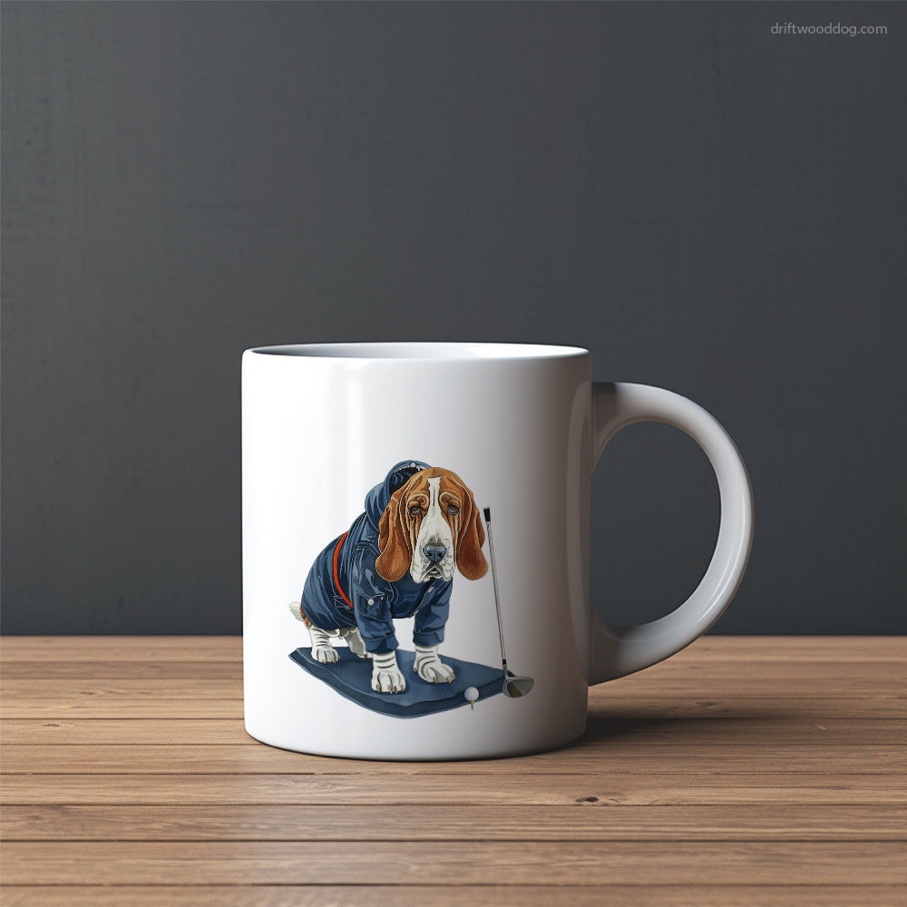 Basset Hound on a Golf Journey Mug – Custom Dog Mugs | Personalized Pet Mugs