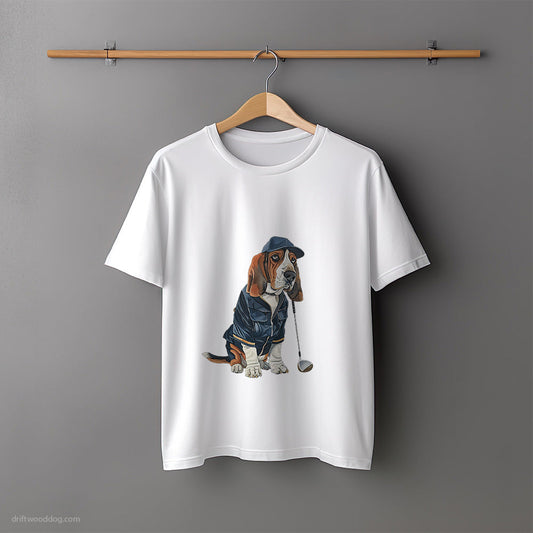 Basset Hound Ready for a Golf Challenge T-Shirt – Unisex Tee for Dog Lovers