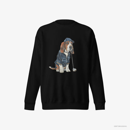 Basset Hound Ready for a Golf Challenge Black Sweatshirt