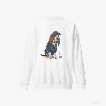 Basset Hound Ready for a Golf Challenge White Sweatshirt