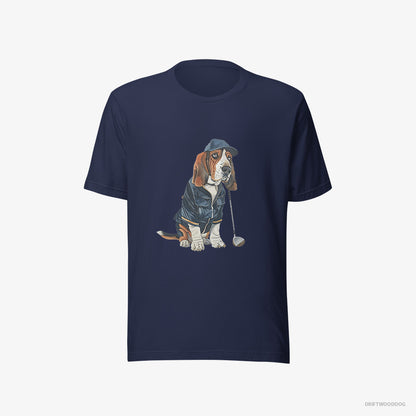 Basset Hound Ready for a Golf Challenge Navy T-Shirt