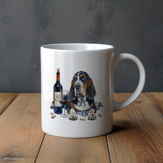 Basset Hound Drinking Wine with Style Mug – Unique Dog Cups | Dog-Themed Mugs