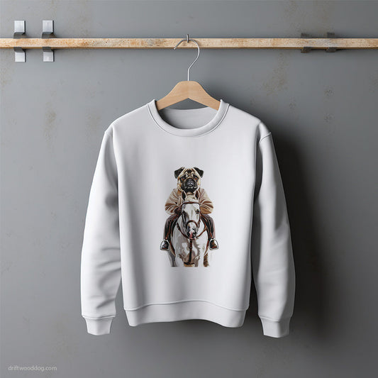 Pug Riding a Horse Sweatshirt – Unisex Sweatshirt for Dog Lovers