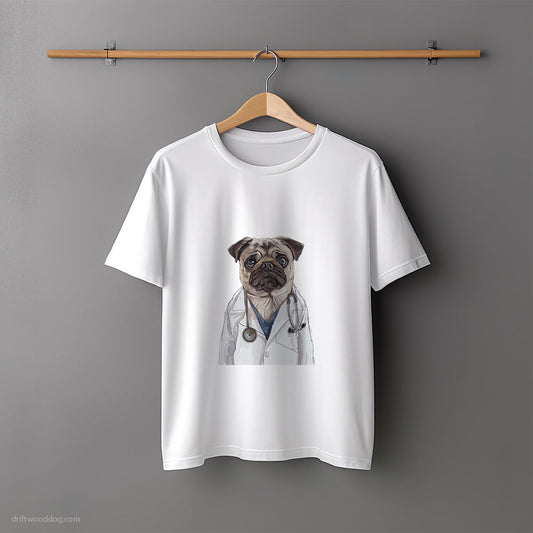 Pug Dressed as a Doctor T-Shirt – Unisex Tee for Dog Lovers