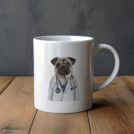 Pug Dressed as a Doctor Mug – Unique Dog Cups | Dog-Themed Mugs