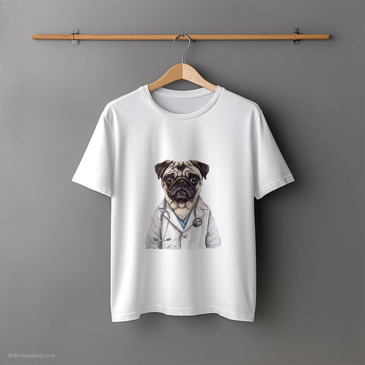 Pug Playing Doctor T-Shirt – Unisex Tee for Dog Lovers