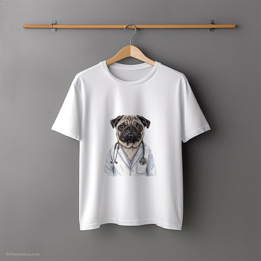 Pug in Doctor’s Scrubs T-Shirt – Unisex Tee for Dog Lovers