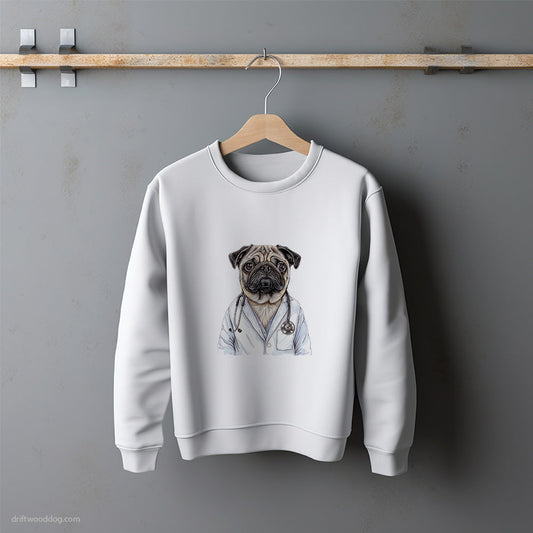 Pug in Doctor’s Scrubs Sweatshirt – Unisex Sweatshirt for Dog Lovers