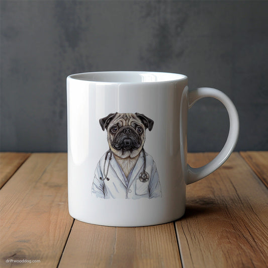 Pug in Doctor’s Scrubs Mug – Unique Dog Cups | Dog-Themed Mugs