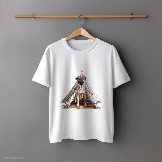 Pug and a Tent Adventure T-Shirt – Unisex Tee for Dog Lovers