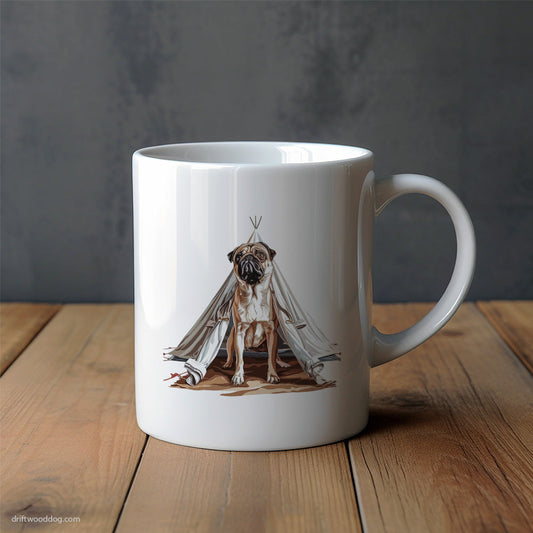 Pug and a Tent Adventure Mug – Unique Dog Cups | Dog-Themed Mugs