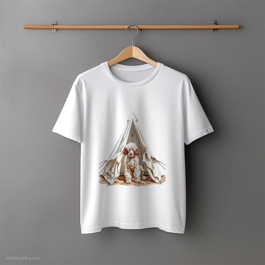 Poodle on a Tent Adventure T-Shirt – Unisex Tee for Dog Lovers