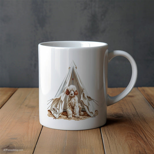 Poodle on a Tent Adventure Mug – Unique Dog Cups | Dog-Themed Mugs