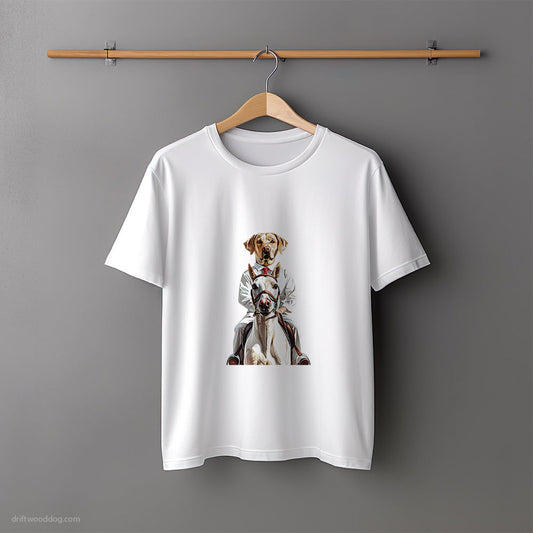 Labrador Retriever Galloping on a Horse T-Shirt – Unisex Tee for Dog Lovers