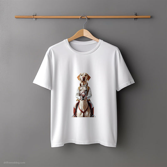 Labrador Retriever on a Horseback Adventure T-Shirt – Unisex Tee for Dog Lovers