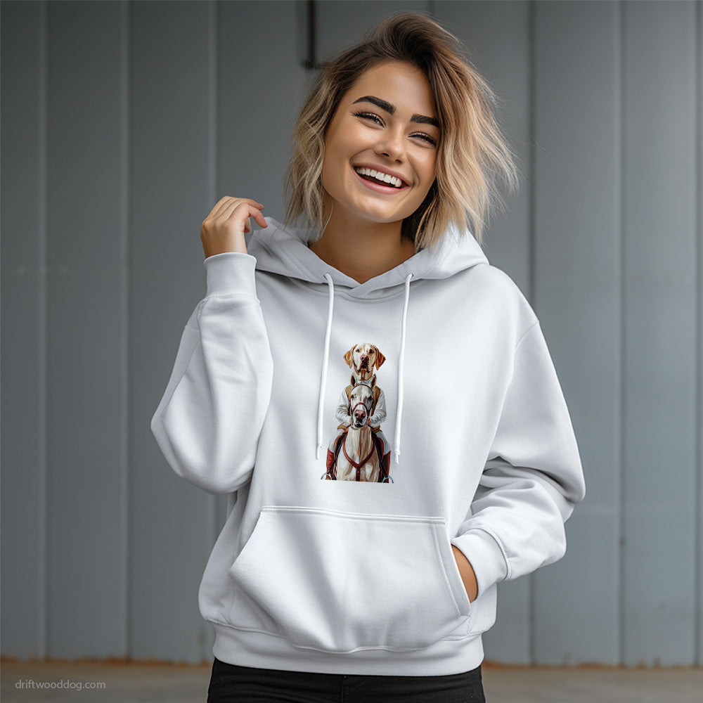 Labrador Retriever on a Horseback Adventure Hoodie – Dog Graphic Hoodie for Women