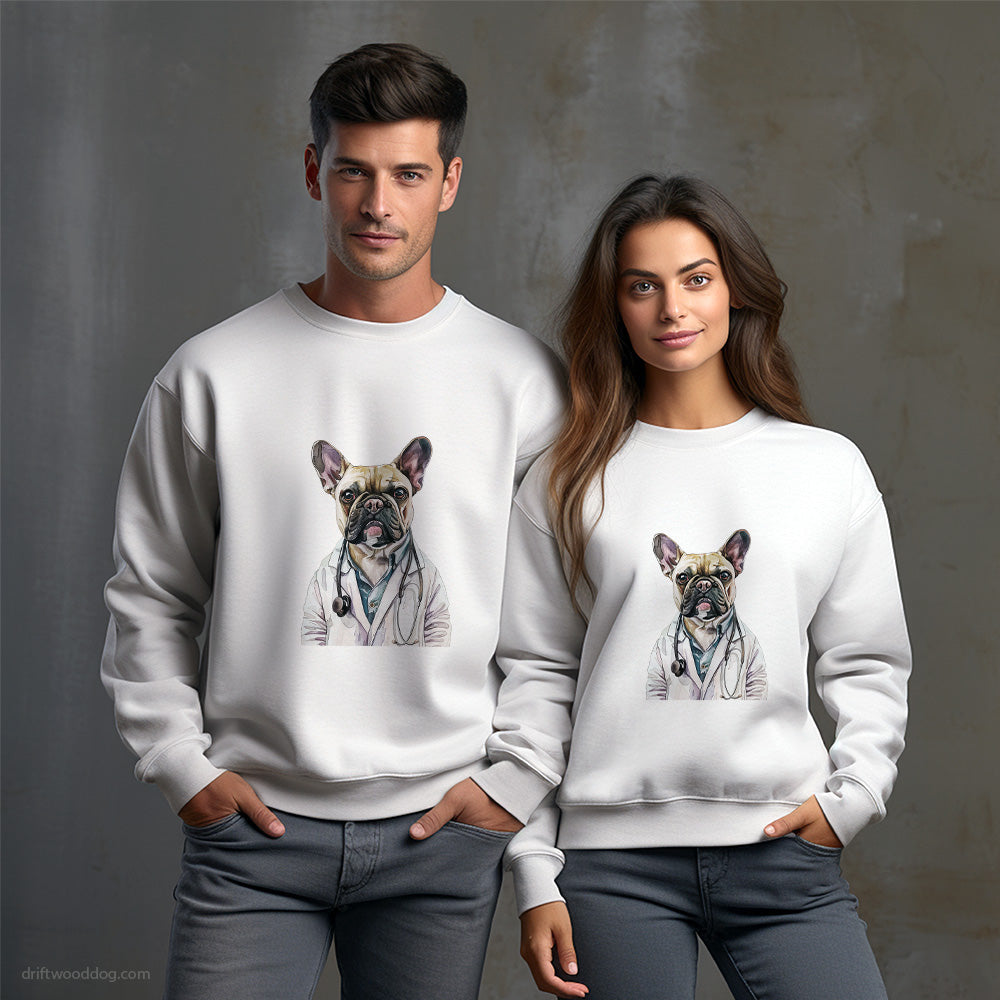 French Bulldog as a Medical Specialist Sweatshirt – Unisex Sweatshirt for Dog Owners