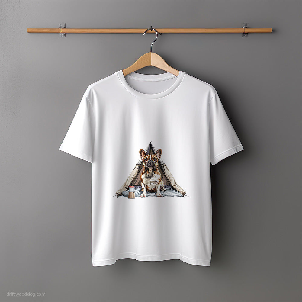 French Bulldog Going on a Tent Adventure T-Shirt – Unisex Tee for Dog Lovers