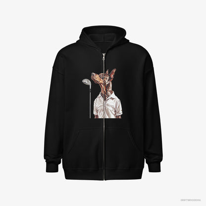 Dobermann on a Golf Adventure Black Hoodie