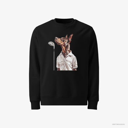 Dobermann on a Golf Adventure Black Sweatshirt