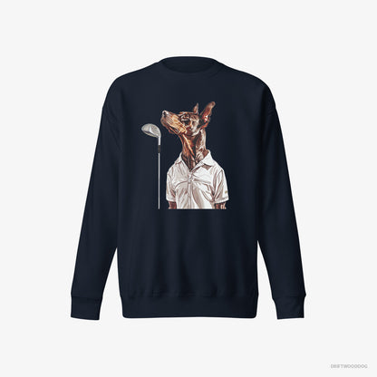 Dobermann on a Golf Adventure Navy Sweatshirt