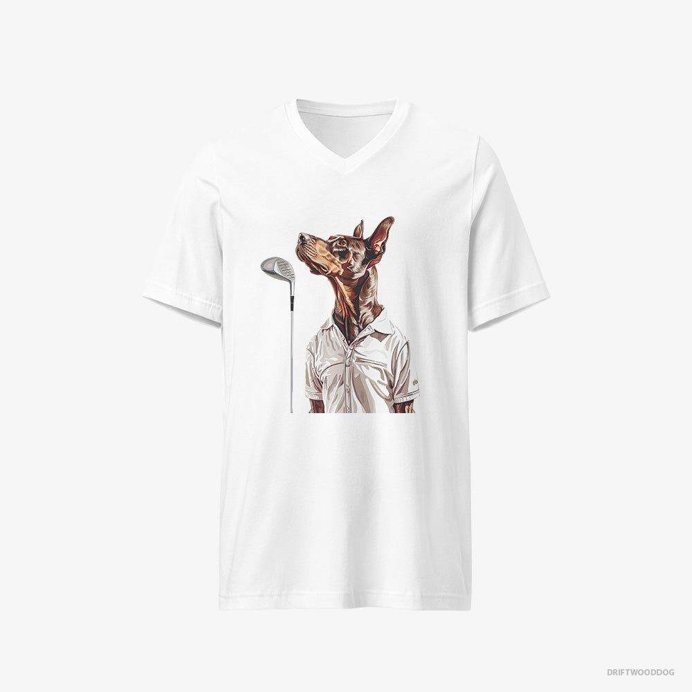 Dobermann on a Golf Adventure V-Neck T-Shirt