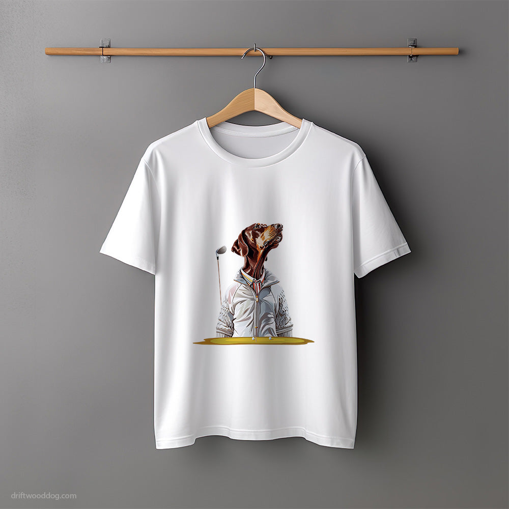 Dobermann Ready for the Golf Tournament T-Shirt – Unisex Tee for Dog Lovers