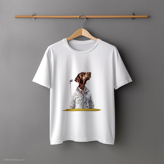 Dobermann Ready for the Golf Tournament T-Shirt – Unisex Tee for Dog Lovers