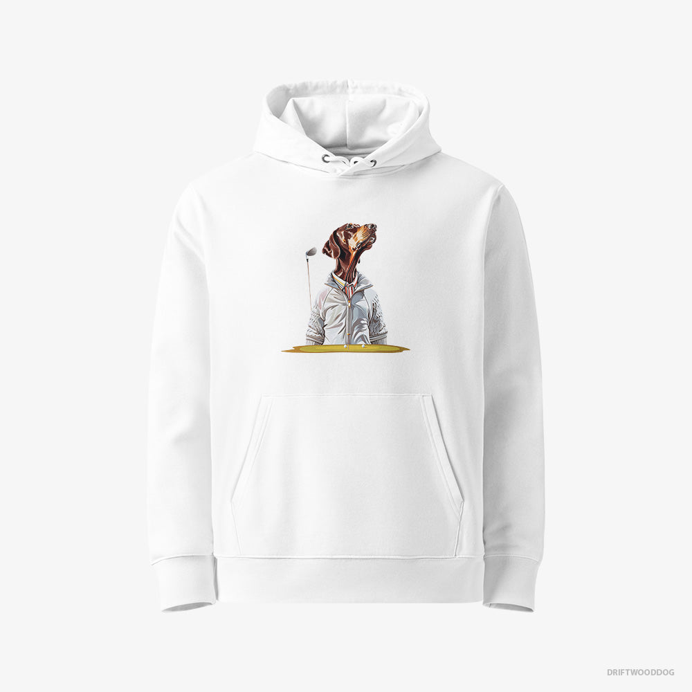 Dobermann Hoodie – Men White Hoodie Eco-Friendly – Ready for the Golf Tournament (on White Background)