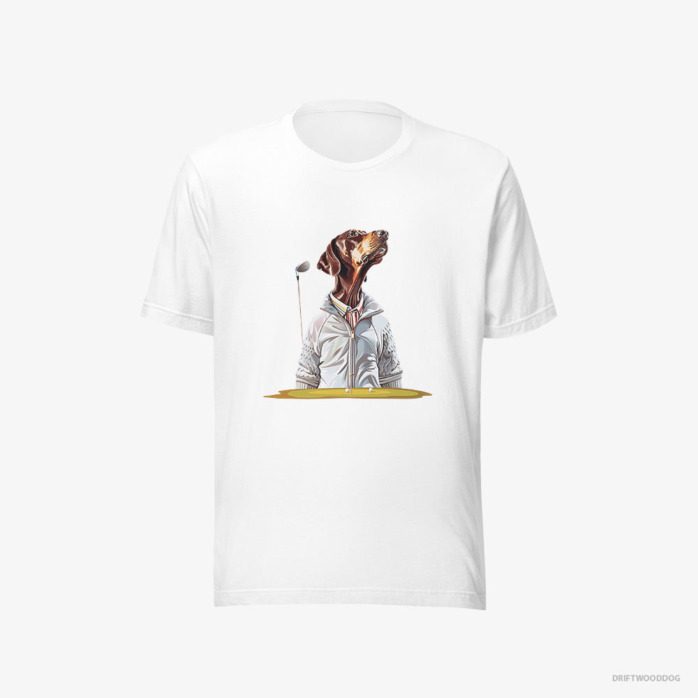 Dobermann T-Shirt – Men White T-Shirt Eco-Friendly – Ready for the Golf Tournament (on White Background)