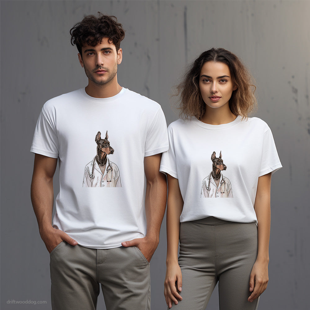 Dobermann Doctor on Duty T-Shirt – Unisex T-Shirt for Dog Lovers 