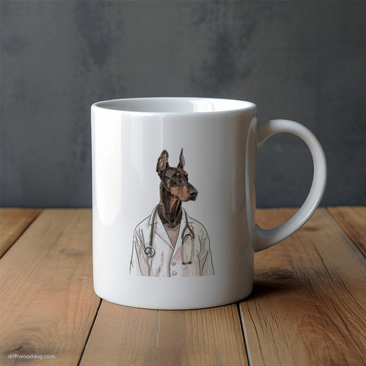 Dobermann Doctor on Duty Mug – Unique Dog Cups | Dog-Themed Mugs