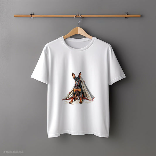 Dobermann Sleeping in the Tent T-Shirt – Unisex Tee for Dog Lovers