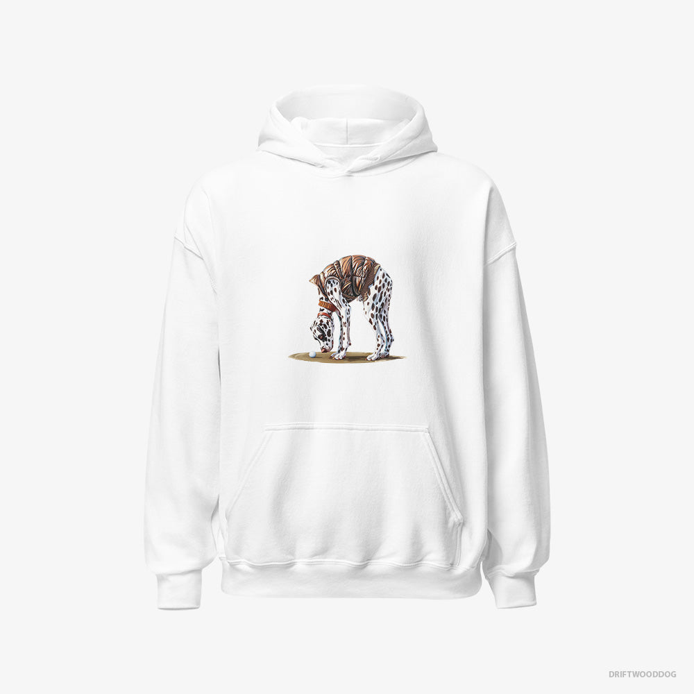 Dalmatian Hoodie – Men White Hoodie Classic – on the Golf Course (on White Background)