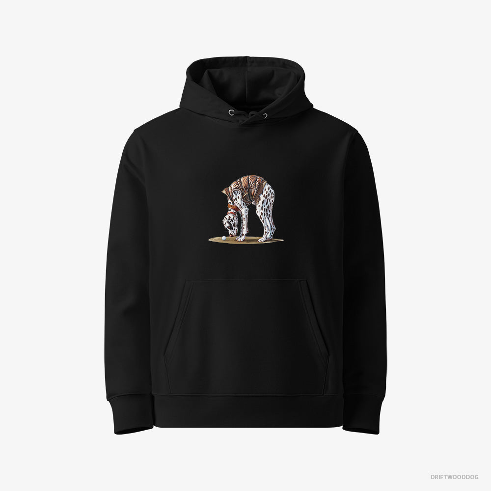 Dalmatian Hoodie – Women Black Hoodie Eco-Friendly – on the Golf Course (on White Background)