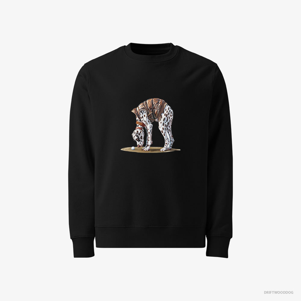 Dalmatian Sweatshirt – Men Black Sweatshirt Classic – on the Golf Course (on White Background)