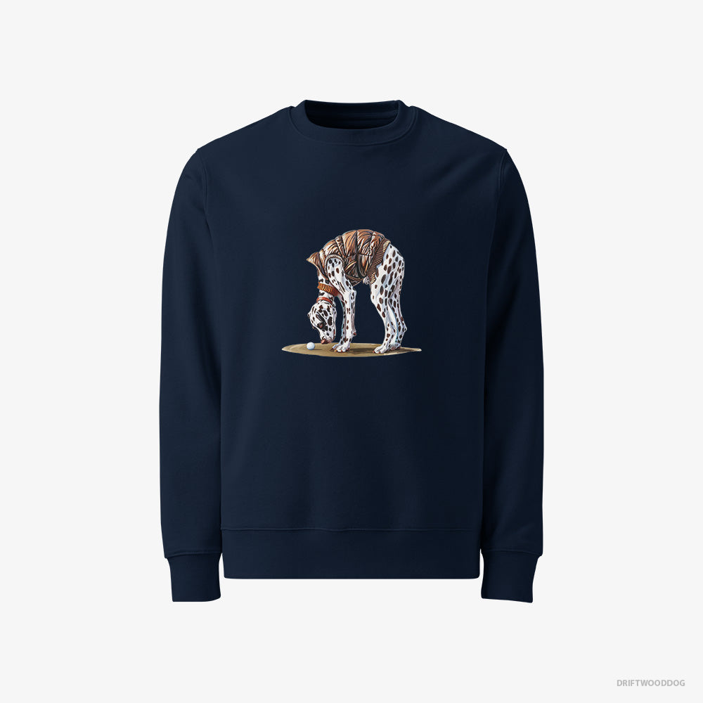 Dalmatian Sweatshirt – Men Navy Sweatshirt Classic – on the Golf Course (on White Background)