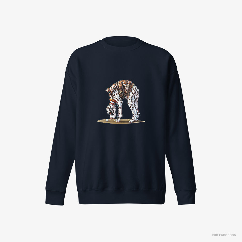 Dalmatian Sweatshirt – Women Navy Sweatshirt Eco-Friendly – on the Golf Course (on White Background)