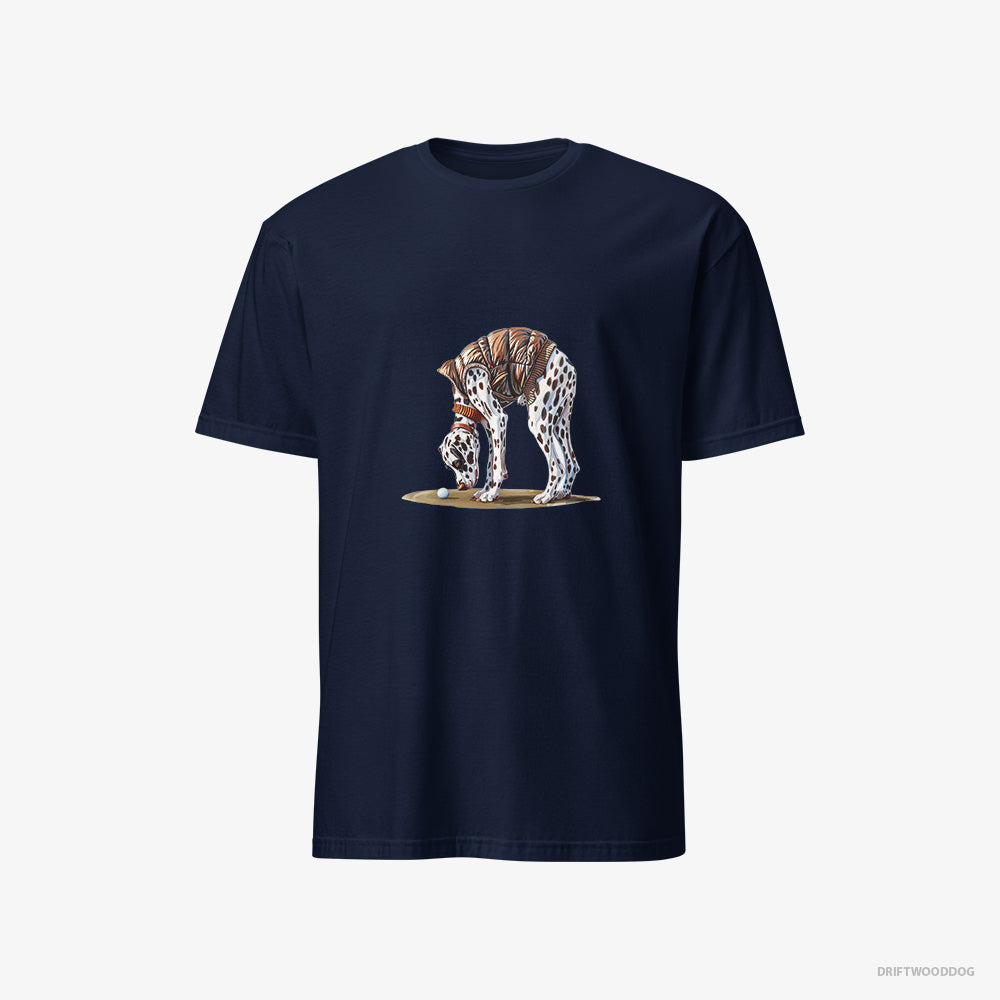 Dalmatian T-Shirt – Men Navy T-Shirt Classic – on the Golf Course (on White Background)